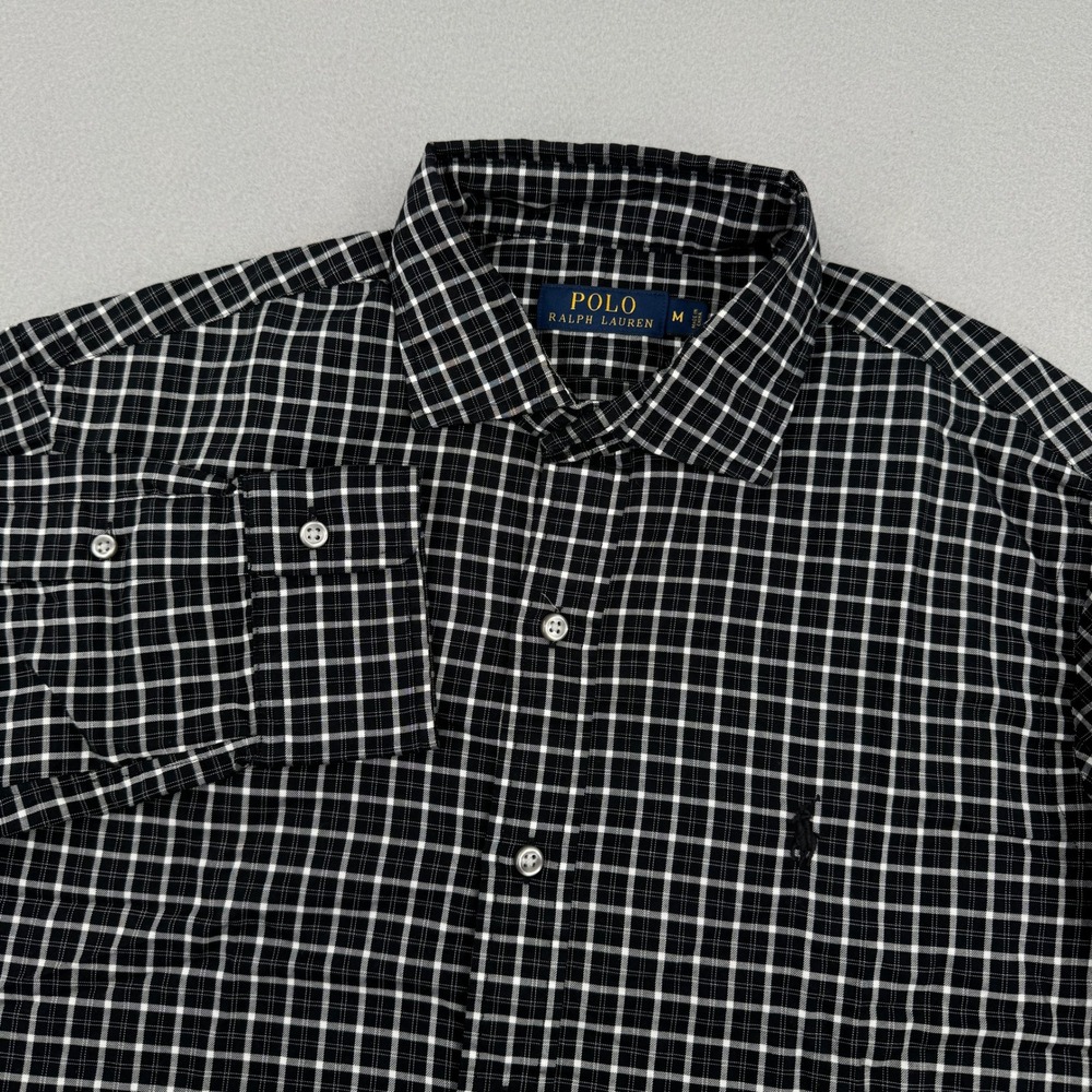 Polo Ralph Lauren Long Sleeve Button Down Shirt Men's M Black Plaid‎ Casual